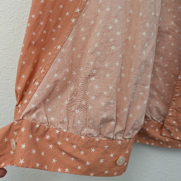 Madewell Peach/Coral Cotton Wrap Top Star Design sz XXS Preppy 4th Of July - Picture 5 of 13